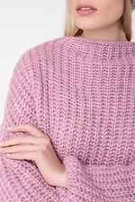 Ciepły różowy sweter oversize z grubej dzianiny  4037872 zdjęcie №3