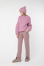 Ciepły różowy sweter oversize z grubej dzianiny  4037872 zdjęcie №4