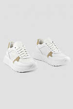 Białe sneakersy damskie na platformie wykonane z naturalnej perforowanej skóry  4205872 zdjęcie №1