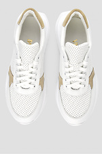Białe sneakersy damskie na platformie wykonane z naturalnej perforowanej skóry  4205872 zdjęcie №3