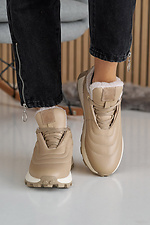 Women's leather winter beige sneakers  8019872 photo №7