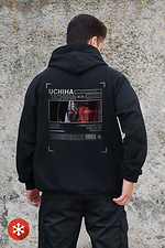 Herren Kapuzenpullover mit isoliertem Reißverschluss und Fleece-Reißverschluss, bedruckt mit Uchiha Kane Schwarz Without 8055872 Foto №2