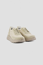 Women's beige leather and suede platform sneakers  4205874 photo №1