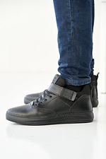 Men's leather winter sneakers black  8019876 photo №4