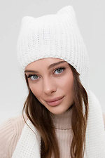 White knitted women's hat-scarf 4038877 photo №2