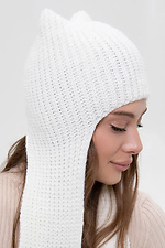 White knitted women's hat-scarf 4038877 photo №3