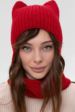 Roter gestrickter Damen-Mütze-Schal Sewel 4038878 Foto №2