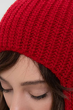 Roter gestrickter Damen-Mütze-Schal Sewel 4038878 Foto №4