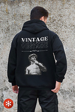 Herren Kapuzenpullover mit isoliertem Reißverschluss und Fleece-Reißverschluss mit Vintage Kane Aufdruck Schwarz Without 8055878 Foto №2