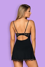 Еротична нічна сорочка бебідолл чорного кольору з мереживним ліфом Obsessive 4026879 фото №2