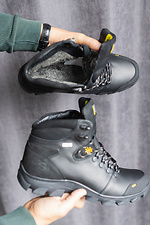Męskie skórzane sneakersy zimowe w kolorze czarnym  8019880 zdjęcie №10