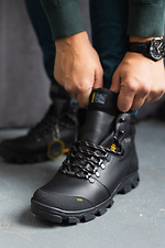 Męskie skórzane sneakersy zimowe w kolorze czarnym  8019880 zdjęcie №13