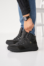 Men's leather winter sneakers black  8019881 photo №2