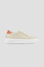 Women's beige leather sneakers on a white platform  4205882 photo №2