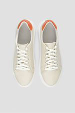 Women's beige leather sneakers on a white platform  4205882 photo №3