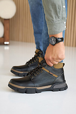 Men's leather winter boots black  8019882 photo №1