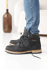 Men's leather winter boots black  8019884 photo №1