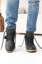 Мужские кожаные ботинки зимние черные  8019884 фото №2