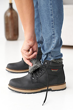 Męskie skórzane buty zimowe w kolorze czarnym  8019884 zdjęcie №3