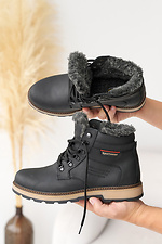 Men's leather winter boots black  8019884 photo №4