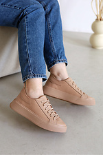 Women's spring sneakers made of genuine leather sand color  4205885 photo №1