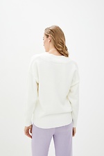 Oversized-Pullover aus weißer Wollmischung mit V-Ausschnitt Sewel 4037890 Foto №3
