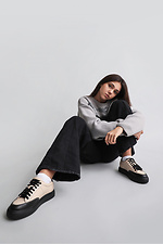 Women's two-tone leather platform sneakers  4205891 photo №5