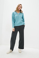 Oversized-Pullover aus Wollmischung mit V-Ausschnitt in Blau  4037893 Foto №2