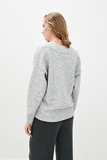 Sweter oversize z szarą wełną i dekoltem w szpic  4037894 zdjęcie №3