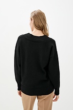 Oversized-Pullover aus schwarzem Wollgemisch mit V-Ausschnitt  4037895 Foto №3