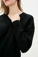 Oversized black wool blend V-neck jumper Sewel 4037895 photo №4