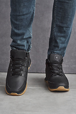 Męskie skórzane sneakersy zimowe w kolorze czarnym  8019896 zdjęcie №2