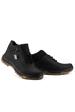 Men's leather winter sneakers, black, with fur.  8019898 photo №6