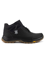 Men's leather winter sneakers, black, with fur.  8019898 photo №8