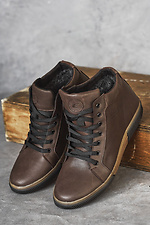 Чоловічі шкіряні зимові коричневі черевики на хутрі.  8019899 фото №1