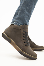 Чоловічі шкіряні зимові коричневі черевики на хутрі.  8019899 фото №2