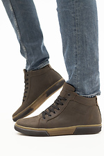 Чоловічі шкіряні зимові коричневі черевики на хутрі.  8019899 фото №3