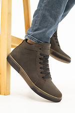 Чоловічі шкіряні зимові коричневі черевики на хутрі.  8019899 фото №5