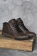 Чоловічі шкіряні зимові коричневі черевики на хутрі.  8019899 фото №6