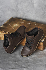 Чоловічі шкіряні зимові коричневі черевики на хутрі.  8019899 фото №7