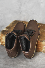 Чоловічі шкіряні зимові коричневі черевики на хутрі.  8019899 фото №8