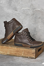 Чоловічі шкіряні зимові коричневі черевики на хутрі.  8019899 фото №10