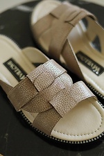 Women's beige slippers for summer made of genuine leather  4205900 photo №4