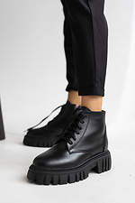 Черные кожаные ботинки утепленные на осень 8018901 фото №7