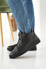 Men's leather winter sneakers black  8019901 photo №1
