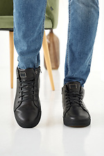 Men's leather winter sneakers black  8019901 photo №2