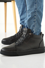 Men's leather winter sneakers black  8019901 photo №4
