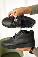 Men's leather winter sneakers black  8019901 photo №5