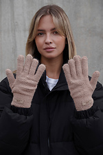 Жіночі теплі зимові міхові перчатки рукавиці 7-51А Lary Beige Without 8055901 фото №2