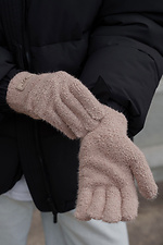 Жіночі теплі зимові міхові перчатки рукавиці 7-51А  Lary Beige Without 8055901 фото №3